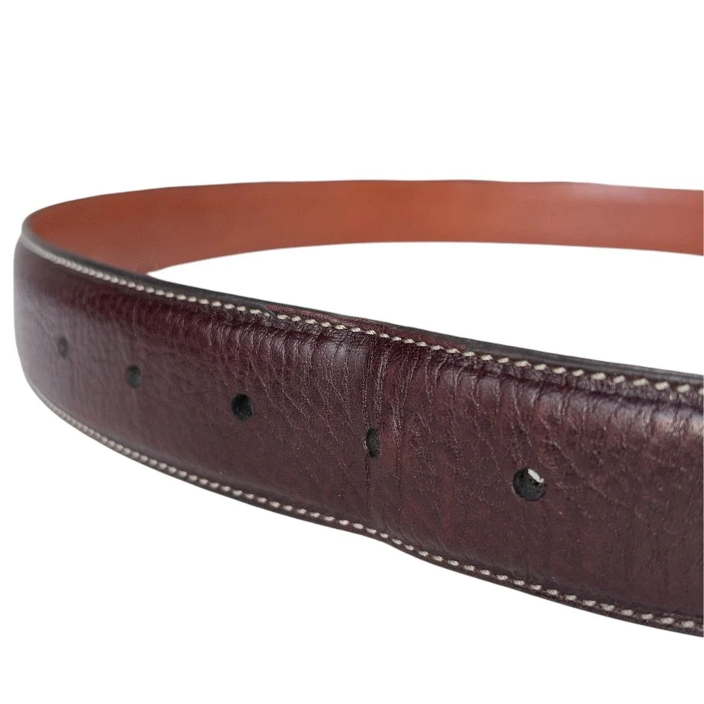 Johnston & Murphy Belt Mens Leather Pebbled Brown Contrast Stitch Classic 34